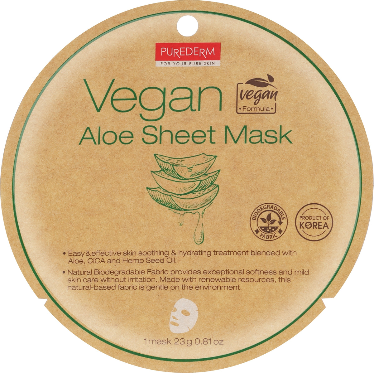 Maschera viso vegana Aloe - Purederm